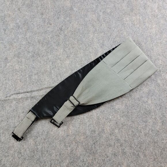 Polo Ralph Lauren Vintage Houndstooth Tuxedo Silk Cummerbund Black White S/M - Picture 2 of 9